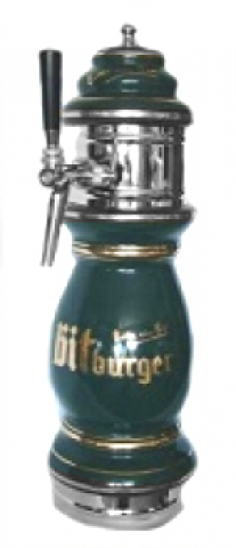 Keramik Zapfsäule BITBURGER grün chrom mit Kompensatorhahn